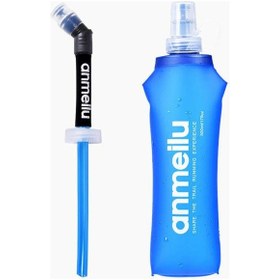 Resim 500ml Yumuşak Matara Katlanabilir Su Isıtıcısı Su Şişesi Tpu İçecek Şişesi Koşu Bisiklet Yürüyüş Matarası Hidrasyon Şişesi-500ml Siyah 