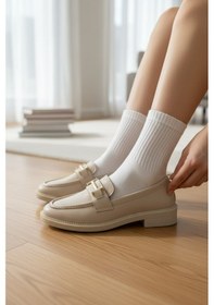 Resim Enoch Kadın Minimalist Metal Köprü Detaylı Maskülen Şehir Loafer Ten 