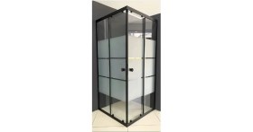 Resim Durul Duşakabin Kare Siyah Kumlama Box Desen Cam 