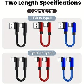 Resim 0.25 0.5 M 66W Kısa Kablosu 90 Derece Kolcu USB Tip C'den Tip C'ye Hızlı Şarj Veri Kablosu Iphone 16 15 Güç Bankası Samsung Için 