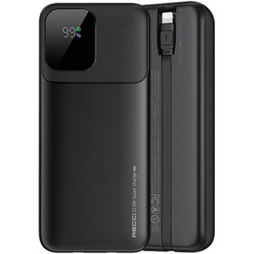 Resim Recci RPB-P68 Pd 20W Dijital Gösterge Type-C ve Lightning Kablolu Powerbank 22.5W 20000MAH Siyah 