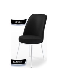 Resim Canisa Concept Canisa Dexa Serisi 1.sınıf Yemek Ve Mutfak Sandalyesi , 6 Adet , Siyah , Ayaklar Beyaz Sandalye Siyah Ayaklar Beyaz 