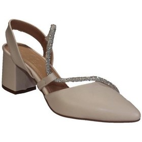 Resim Yazkış Kadın Krem Siyah 6cm Kalın Topuk Çapraz Taşlı Abiye Düğün Nişan Ayakkabısı 001 