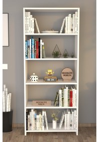 Resim Moonlife 5 Raflı Kitaplık Beyaz 