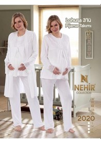 Resim Nehir 2020 Hamile Lohusa Pijama Sabahlık 3lü Takım 001 