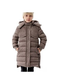 Resim Kız Çocuk Kapüşonlu Kışlık Şişme Mont 51356 Kahve 