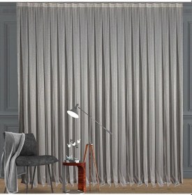 Resim Gold Simli İnce Çizgili Tül Perde Pilesiz Extraforlu Düz Dikim-gold Gold 