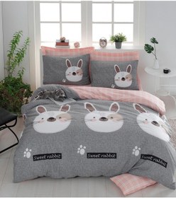Resim Eponj Home Kolay Ütülenir Nevresim Takımı Çift Kişilik Tavşancık Gri 