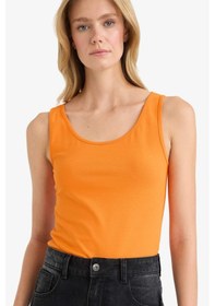 Resim Defacto Slim Fit Dar Kesim Basic Düz Yuvarlak Yaka Atlet I1059az25auog315 Turuncu 