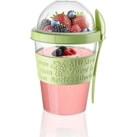 Resim Titiz Take'n Go Kapaklı Kaşıklı Hazırla ve Çık Meyveli Yoğurt Kabı 600 Ml 