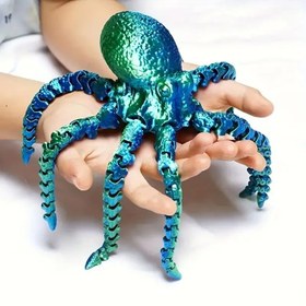 Resim Cute Movable Joint Print Octopus Toy - 17cm / Radiation Red Octopus 