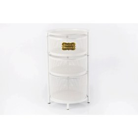 Resim Evistro Tezgah Üstü 3 Katlı Metal Açılır Kapanır Paslanmaz Sebzelik Beyaz 