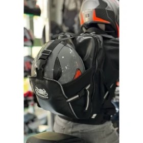 Resim Motobros Su Geçirmez Karbon Desenli Deri Motosiklet Sırt Çantası – Reflektörlü, Kask Bölmeli, Günlük ve Seyahat İçin 