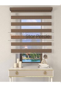 Resim Somon Rengi Etek Dilimsiz Zebra Stor Güneşlik Perde Somon Rengi 