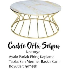 Resim Brc Cadde Zigon Model 1052 Sarı Mermer Temper Cam Metal Transmisy 