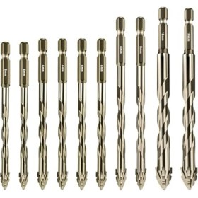 Resim Bueattuh 10PCS Yeni Dört Flüt Testere Dişi Eksantrik Matkap Biti Boyutu 5/6/8/10/10/12MM Ahşap Mermer Metal Cam Seramik Duvar Karoları B (Yurt Dışından) 