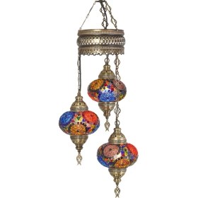 Resim Demmex Otantik 3'lü Tavan Sarkıt Mozaik Aydınlatma 