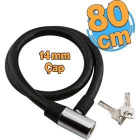 Resim Bisiklet Kilidi 80 cm Halat Zincir Kilit Motosiklet Çelik Kilit Çap 14 Ø Hırsız Önleme Güvenlik 