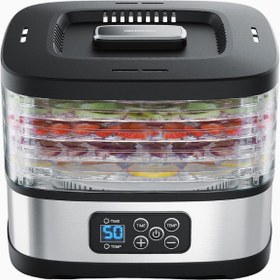 Resim Paslanmaz Çelik Kurutma Makinesi - 5 Bölmeli, Zamanlayıcı ve Sıcaklık Kontrolü - 240 Watt - Siyah - Silver 