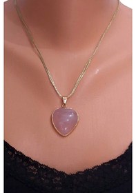 Resim Pembe Kuvars Kolye Kalp Kesim 453-4 Pembe 