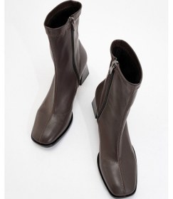 Resim Luvi Shoes Plesa Koyu Kahverengi Kadın Kalın Topuklu Bot Koyu Kahverengi 