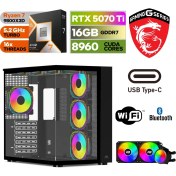 Resim MSI Gaming Pc Ddr5 – Rtx 5070Tİ 16GB – Ryzen 7 9800X3D – 32GB – 64GB Ddr5 Ram – 1 Tb M.2 SSD – Windows 11 Pro – Sıvı Sogutmalı Masaüstü Bilgisayar 