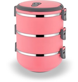 Resim Zeyma Home 3 Katlı Sızdırmaz Çelik Yemek Termosu-Pembe 