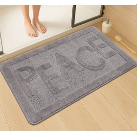 Resim Doğal Kaymaz Taban Banyo Paspas Uzun Ömürlü Yumuşak Dokulu Su Emici Yıkanabilir Peace 60x100 Gri 