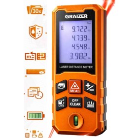 Resim Graizer T 100 Metre Profesyonel Dijital Göstergeli Lazer Mesafe Ölçer Lazer Metre 
