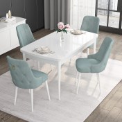 Resim Canisa Concept Noa Serisi, 80X132 Açılabilir Mdf Masa, Beyaz Mutfak Masa Takımı, 4 Sandalye 