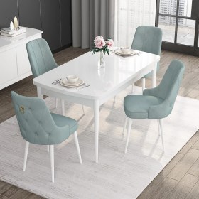 Resim Canisa Concept Noa Serisi, 80X132 Açılabilir Mdf Masa, Beyaz Mutfak Masa Takımı, 4 Sandalye 