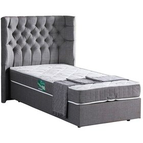 Resim Setaymobilya Baza, Matilda Tek Kişilik Baza + Başlık + Comfort Yatak, Gri 
