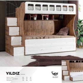 Resim Yıldız Mdf Merdivenli Üçüz Ranza Atlantik Çam - Beyaz 