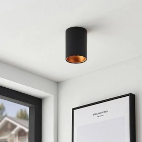 Resim Full Reyon 10 cm , Alüminyum, GU10 Duylu Sıva Üstü Dekoratif Tavan Armatürü, Siyah - Bakır Renk (Ampul Hariç) 