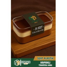 Resim 24'lü Tiramisu Cup 300 cc Mika Kase Plastik Şeffaf Kapaklı Sunum Kabı Tatlı & Meze ve Salata Kap 