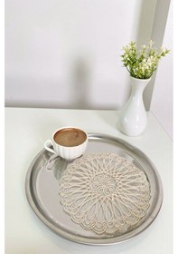 Resim 6 Adet Français Modern Krem Bardak Altlığı & Kokteyl Peçetesi Bej 