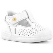 Resim Rakerplus Shaun Hakiki Deri Beyaz Papatya Detaylı Cırtlı Anatomik Bebek Sandalet Beyaz 