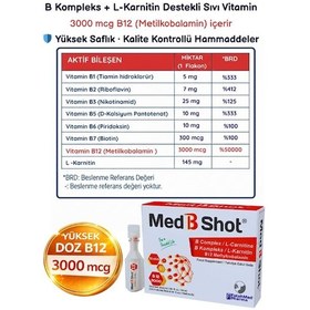 Resim Med B Shot Kompleks B12 Metilkobalamin L-karnitin 10 Flakon 