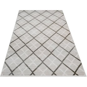 Resim Moda 1097 Gri Geometrik Pamuk Makine Halısı - Gri / 80 x 450 