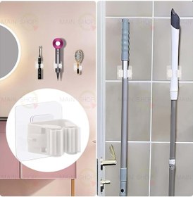 Resim Mainshop Pratik Yapışkanlı Duvar Mop Süpürge Paspas Temizlik Fırçası Tutucu Asma Askı Aparatı 6 Adet M-310 Beyaz 