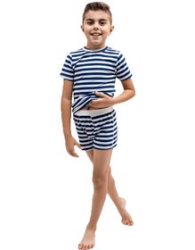 Resim The Don Aile Lacivert Beyaz Çizgili Erkek Çocuk Atlet Takımı [Atl 