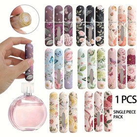 Resim 1 adet Çiçek Desenli 5ml Yeniden Doldurulabilir Parfüm Sprey Şişesi - Sevimli Baskılı Seyahat Dostu Taşınabilir Mini, Doğrudan Doldurulan Alt, BPA İçermeyen Plastik, Pembe ve Beyaz Çiçek Desenli Parfüm Örneği, Seyahat Parfümü, Zarif Tasarım, Dayanıklı Yapı 