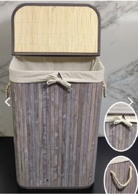 Resim entarzlife Katlanır Bambu Dikdörtgen Çamaşır Sepeti, Hasır Çamaşır Sepet, 