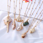Resim Boho Chic Kabuk ve Boncuk Kolye - Vintage Alaşım, Günlük Giyim ve Hediye için Mükemmel, Rahat ve Tatil Kıyafeti için Plaj Temalı Aksesuarlar, Plaj Aksesuarları|Vintage Chic Kolye|Dayanıklı Alaşım Zincir, Plaj Aksesuarları 