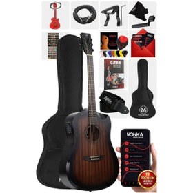 Resim Maxword Luxury Hcr-560brw-eq Half Cutaway Elektro Akustik Gitar Seti 1 Adet 