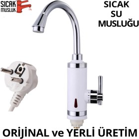 Resim Özbience Elektrikli Ani Su Isıtıcı Termal Şofben, Lavaboya Monteli, Beyaz, Pratik Kullanım 