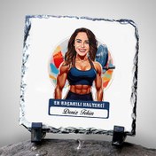 Resim Karikatürlü En Güzel Halterci Dekoratif Taş 
