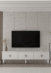Resim 1371tv180dd-32 Tv Sehpası Beyaz-gümüş Beyaz - Gümüş 