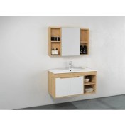 Resim Isvea Nuvo 100 cm Banyo Dolabı, Safir Meşe-Beyaz 