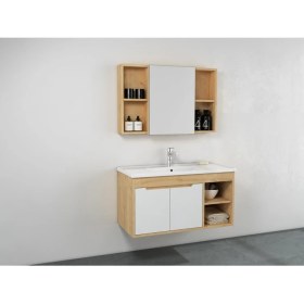 Resim Isvea Nuvo 100 cm Banyo Dolabı, Safir Meşe-Beyaz 